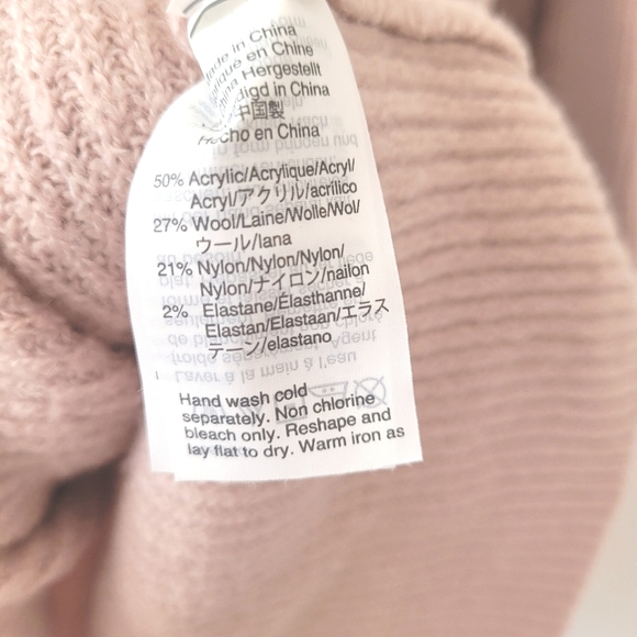 MADEWELL Wool Blend High Neck Blush Pink Long Sleeve Midi Sweater Dress - Picture 5 of 8